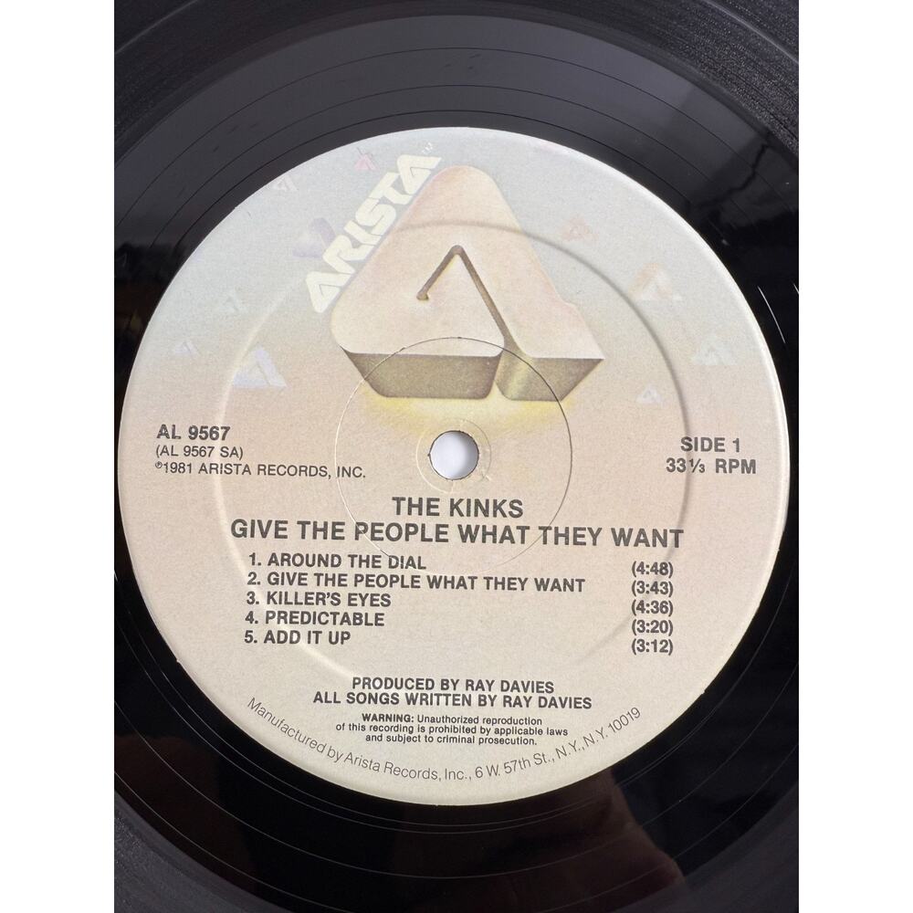 Kinks Give the People What They Want Vinyl Arista Masterdisk Pic Sleeve EX - Picture 5 of 6